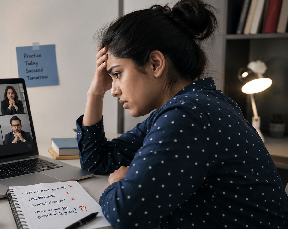 A student preparing for an interview